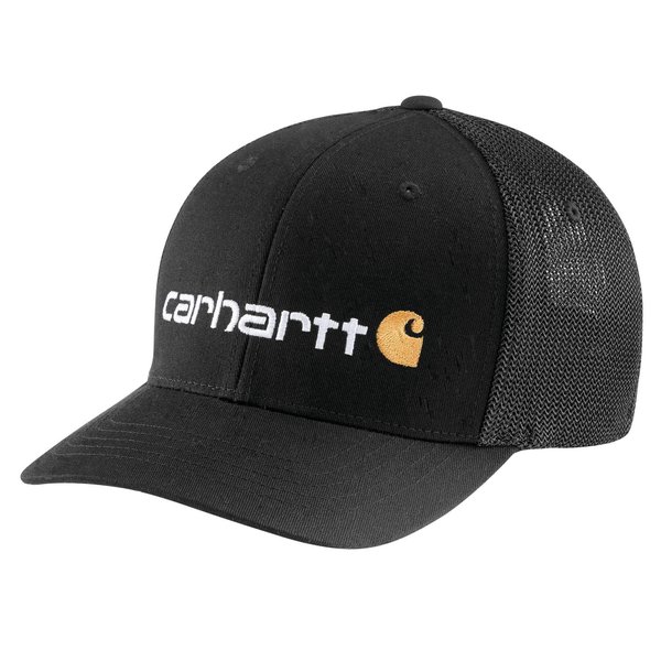 Carhartt Rugged Flex Fitted Canvas Mesh-Back Logo Graphic Cap, Black, LXL,  105353-N04LXL